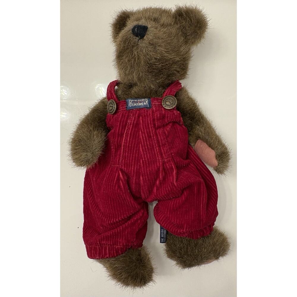 Boyds Bears "Christopher" Teddy Bear Red Corduroy Overalls 12”